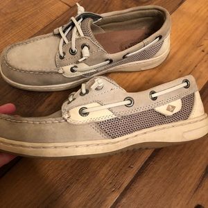 Grey Sperry Leather Boat Shoes